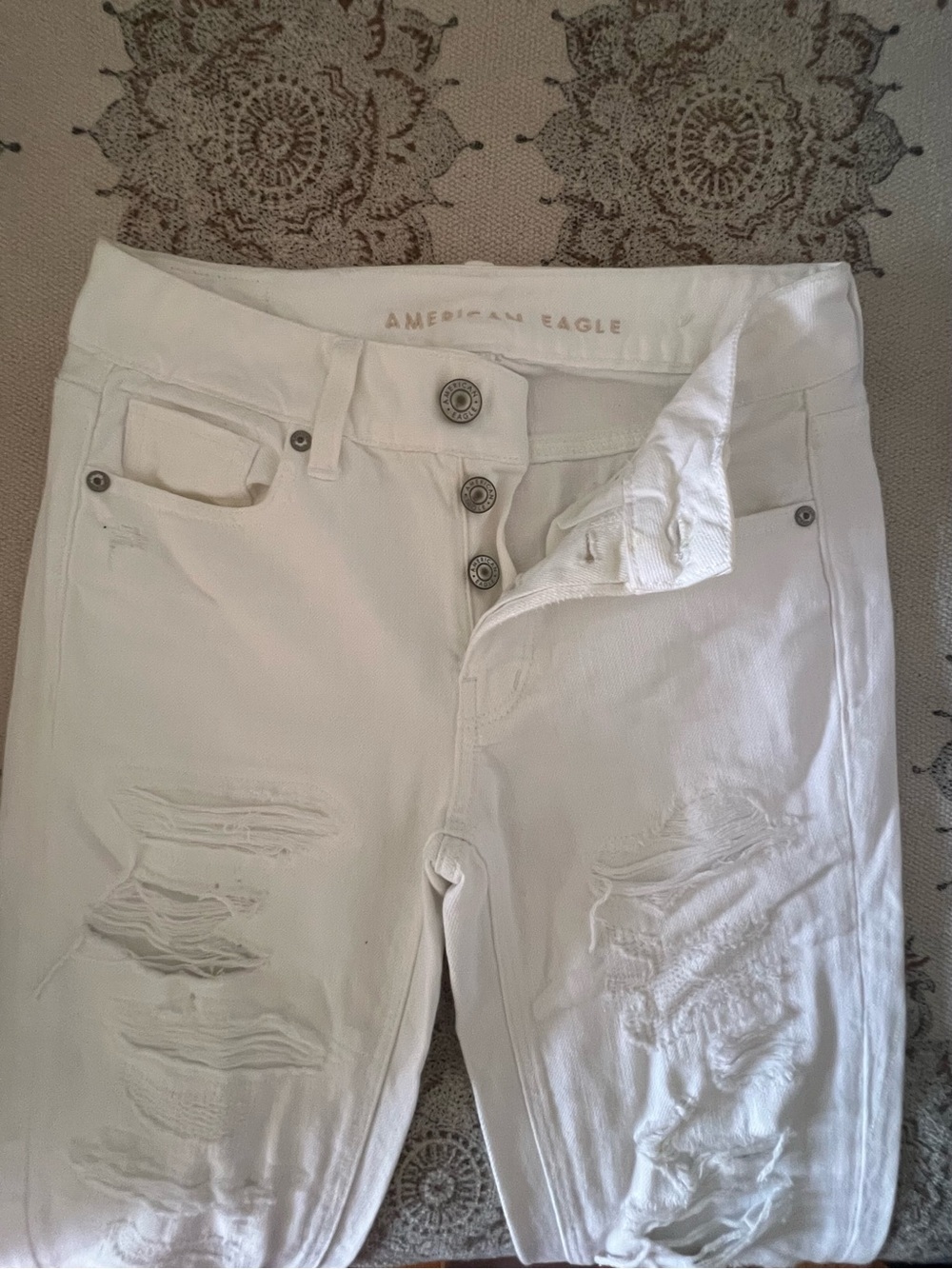 American Eagle White Distressed Women’s Skinny Jeans 00 Regular 100% Cotton